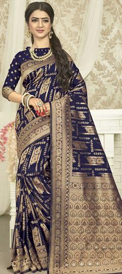 Traditional Blue color Saree in Art Silk, Silk fabric with South Weaving work : 1741161