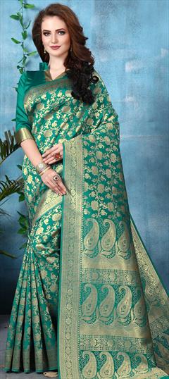 Traditional Blue color Saree in Art Silk, Silk fabric with South Weaving work : 1741231