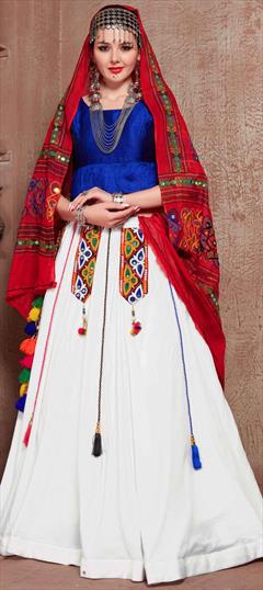 Festive, Navratri, Traditional Black and Grey, Red and Maroon color Lehenga in Cotton fabric with A Line Embroidered, Resham, Thread work : 1741806