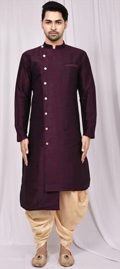 Purple and Violet color Dhoti Kurta in Art Silk fabric with Thread work : 1742265