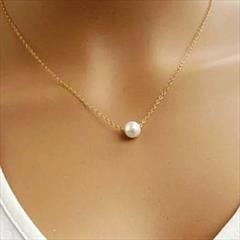 White and Off White color Chain in Metal Alloy studded with Pearl & Gold Rodium Polish : 1743622