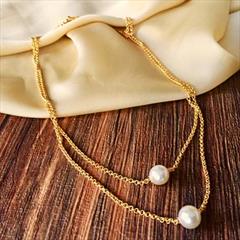 White and Off White color Chain in Metal Alloy studded with Pearl & Gold Rodium Polish : 1743623