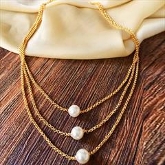 White and Off White color Chain in Metal Alloy studded with Pearl & Gold Rodium Polish : 1743624