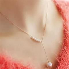 White and Off White color Chain in Metal Alloy studded with Pearl & Gold Rodium Polish : 1743716