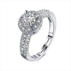 Silver color Ring in Metal Alloy studded with Cubic Zirconia & Silver Rodium Polish : 1743757