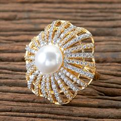 White and Off White color Ring in Brass studded with Austrian diamond & Gold Rodium Polish : 1744164