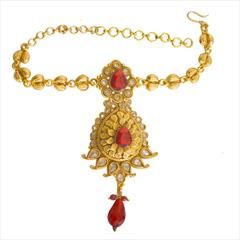 Red and Maroon color Armlet in Brass studded with CZ Diamond & Gold Rodium Polish : 1744193
