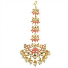 White and Off White color Mang Tikka in Brass studded with Kundan & Gold Rodium Polish : 1744257