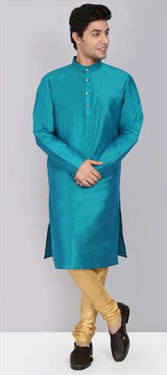 Blue color Kurta Pyjamas in Raw Silk fabric with Thread work : 1744707