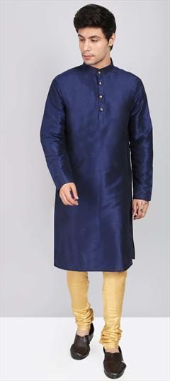 Blue color Kurta Pyjamas in Raw Silk fabric with Thread work : 1744709