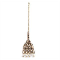 White and Off White color Mang Tikka in Brass studded with Kundan & Gold Rodium Polish : 1745093