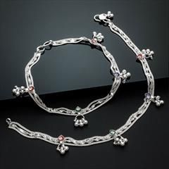 Silver color Anklet in Metal Alloy studded with Beads & Silver Rodium Polish : 1749209