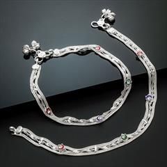 Silver color Anklet in Metal Alloy studded with Beads & Silver Rodium Polish : 1749215