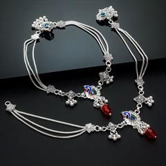 Silver color Anklet in Metal Alloy studded with Beads & Silver Rodium Polish : 1749225