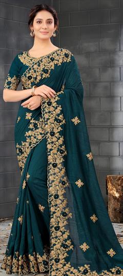 Traditional Blue color Saree in Art Silk, Silk fabric with South Embroidered, Thread, Zari work : 1749971