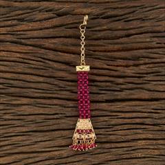 Pink and Majenta color Mang Tikka in Brass studded with CZ Diamond & Gold Rodium Polish : 1750787