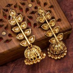 Gold color Earrings in Metal Alloy studded with Kundan & Gold Rodium Polish : 1751585