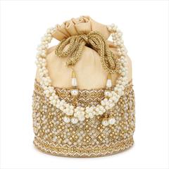 Beige and Brown color Potli in Jute fabric with Moti, Stone work : 1752249