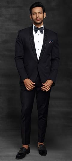 Black and Grey color Tuxedo in Imported fabric with Sequence work : 1752865