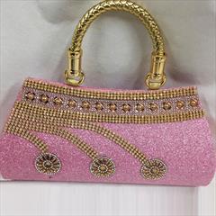 Pink and Majenta color Clutches in Faux Leather fabric with Bugle Beads work : 1753116