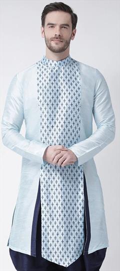 Blue color Kurta in Dupion Silk fabric with Printed work : 1754260