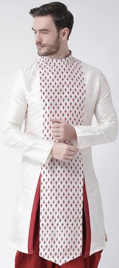 White and Off White color Kurta in Dupion Silk fabric with Printed work : 1754263