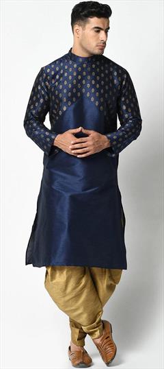 Blue color Dhoti Kurta in Dupion Silk fabric with Printed work : 1754292