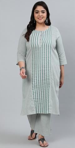Casual Blue color Tunic with Bottom in Blended Cotton fabric with Printed work : 1754548