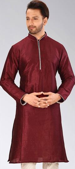 Red and Maroon color Kurta in Dupion Silk fabric with Thread work : 1756623