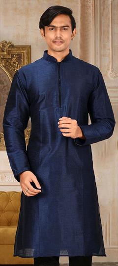 Blue color Kurta in Dupion Silk fabric with Thread work : 1756625