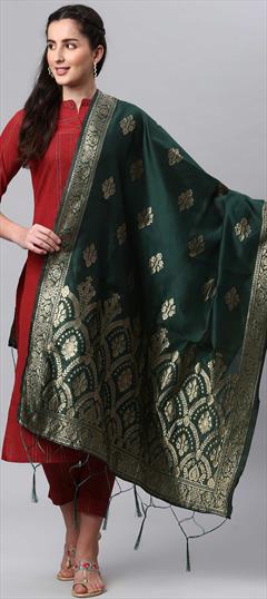 Casual, Traditional Green color Dupatta in Banarasi Silk fabric with Weaving work : 1757048
