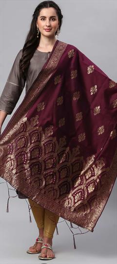 Casual, Traditional Pink and Majenta color Dupatta in Banarasi Silk fabric with Weaving work : 1757053