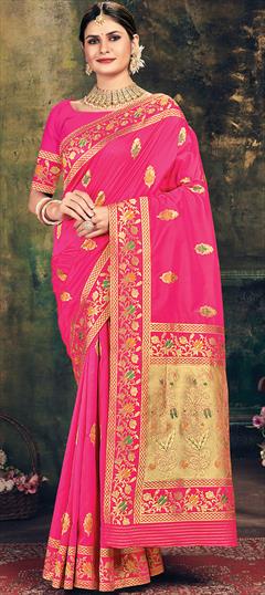 Traditional Pink and Majenta color Saree in Jacquard fabric with South Weaving work : 1757083