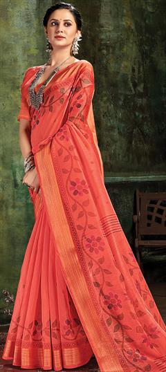 Traditional Pink and Majenta color Saree in Cotton fabric with Bengali Weaving work : 1757129