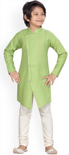 Green color Boys Indo-Western in Art Silk fabric with Thread work : 1757413