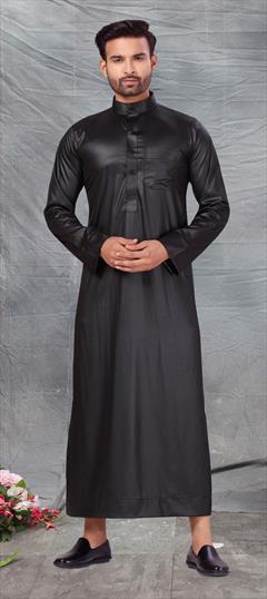 Black and Grey color Kurta in Cotton fabric with Thread work : 1757819