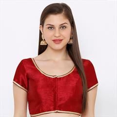 Red and Maroon color Blouse in Dupion Silk fabric with Embroidered, Thread work : 1758197