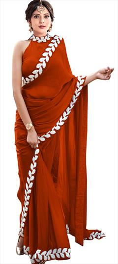 Traditional Red and Maroon color Saree in Art Silk, Silk fabric with South Embroidered, Lace, Thread work : 1758317