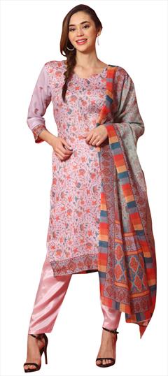 Festive, Party Wear Purple and Violet color Salwar Kameez in Cotton fabric with Straight Floral, Printed work : 1758692