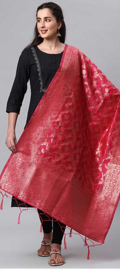 Festive, Party Wear Pink and Majenta color Dupatta in Banarasi Silk fabric with Weaving work : 1759440
