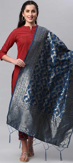 Festive, Party Wear Blue color Dupatta in Banarasi Silk fabric with Weaving work : 1759442