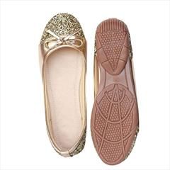 Gold color Women Shoes in Faux Leather fabric with Sequence work : 1759626