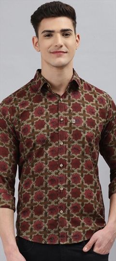 Multicolor color Shirt in Cotton fabric with Curved Printed work : 1761666
