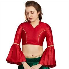 Red and Maroon color Blouse in Art Silk fabric with Lace work : 1763717