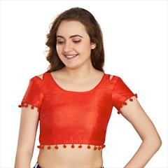 Orange color Blouse in Art Silk fabric with Border work : 1763947