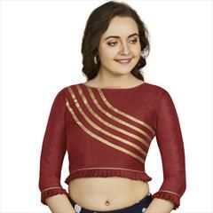 Red and Maroon color Blouse in Art Silk fabric with Lace work : 1763960