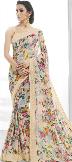 Casual, Festive, Party Wear Multicolor color Saree in Georgette fabric with Classic Embroidered, Floral, Printed, Thread work : 1764482