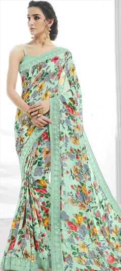 Casual, Festive, Party Wear Multicolor color Saree in Georgette fabric with Classic Embroidered, Floral, Printed, Thread work : 1764483