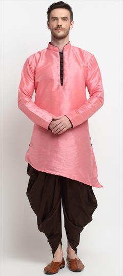 Pink and Majenta color Dhoti Kurta in Dupion Silk fabric with Thread work : 1764605