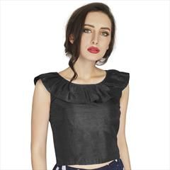 Black and Grey color Blouse in Art Silk fabric with Thread work : 1764688